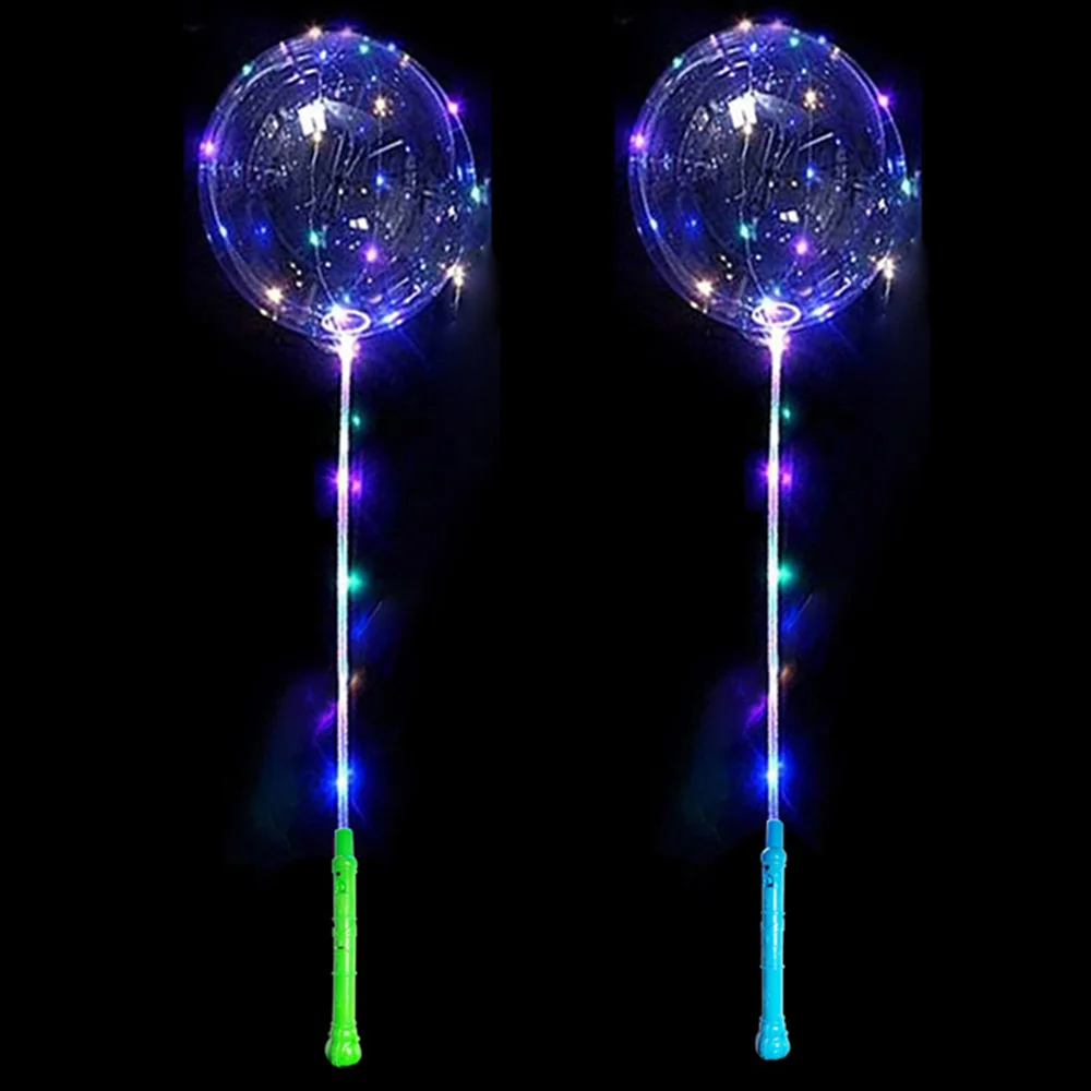 

2Set Bobo Balloon with Led Lights 3AA LED Handle 70cm Stick Big Cup Holder 20inch Clear Ballon Wedding Birthday Show Party Decor