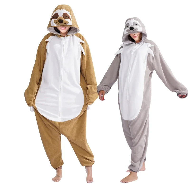 

Пижама-кигуруми на молнии для взрослых, мягкий флисовый комбинезон с мультяшным принтом животного, костюм для косплея на Хэллоуин, костюм для взрослых