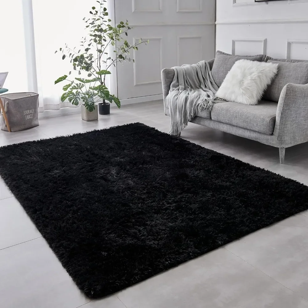 

Fluffy carpet, super soft indoor modern nursery, room dorm living room, tie-dye dark grey plush fluffy carpet