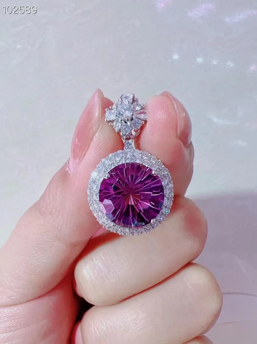 

Unit One Piece 925 Silver Buckle With 12mm Creative Natural Amethyst Crystal Healing Firework Billiant Pendant Jewelry Gift