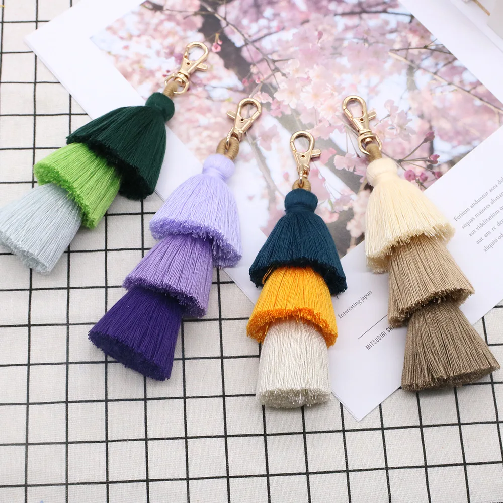Triple Layer Cotton Tassel Keychain - Macrame Bag Charm 1 Sc629ee763a4141e1b4b6ac3e4bc56516j
