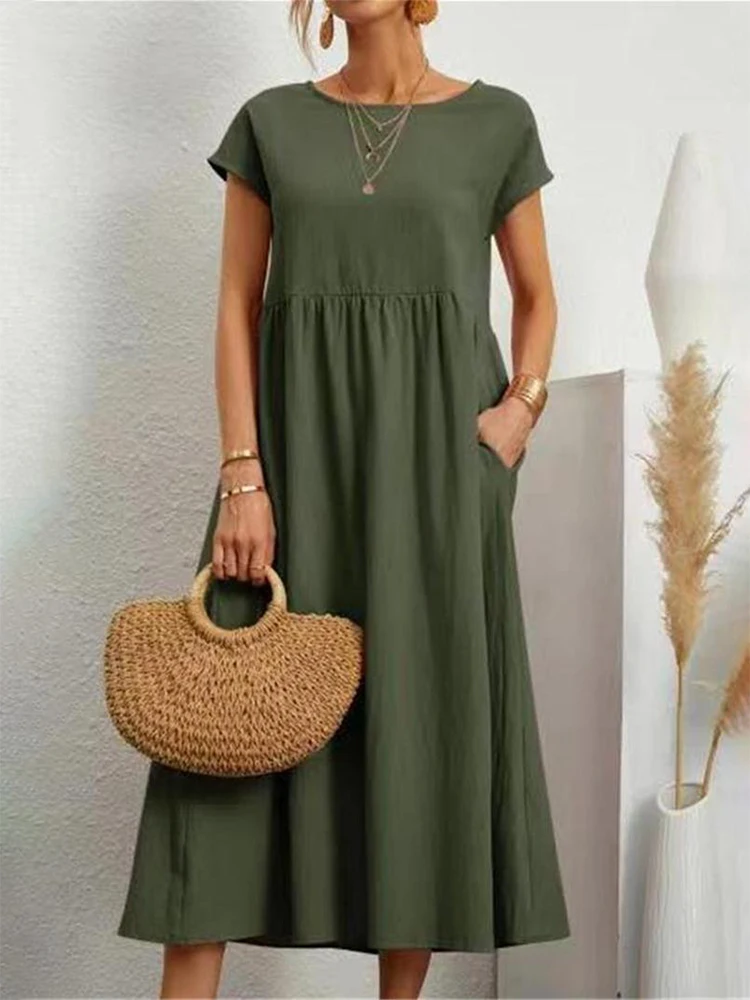 2023 Solid sleeveless Vintage Solid Midi Dress Casual Short Sleeve Cotton and Linen Harajuku Oversized Long Dress Women Summer
2023 Solid sleeveless Vintage Solid Midi Dress Casual Short Sleeve Cotton and Linen Harajuku Oversized Long Dress Women Summer