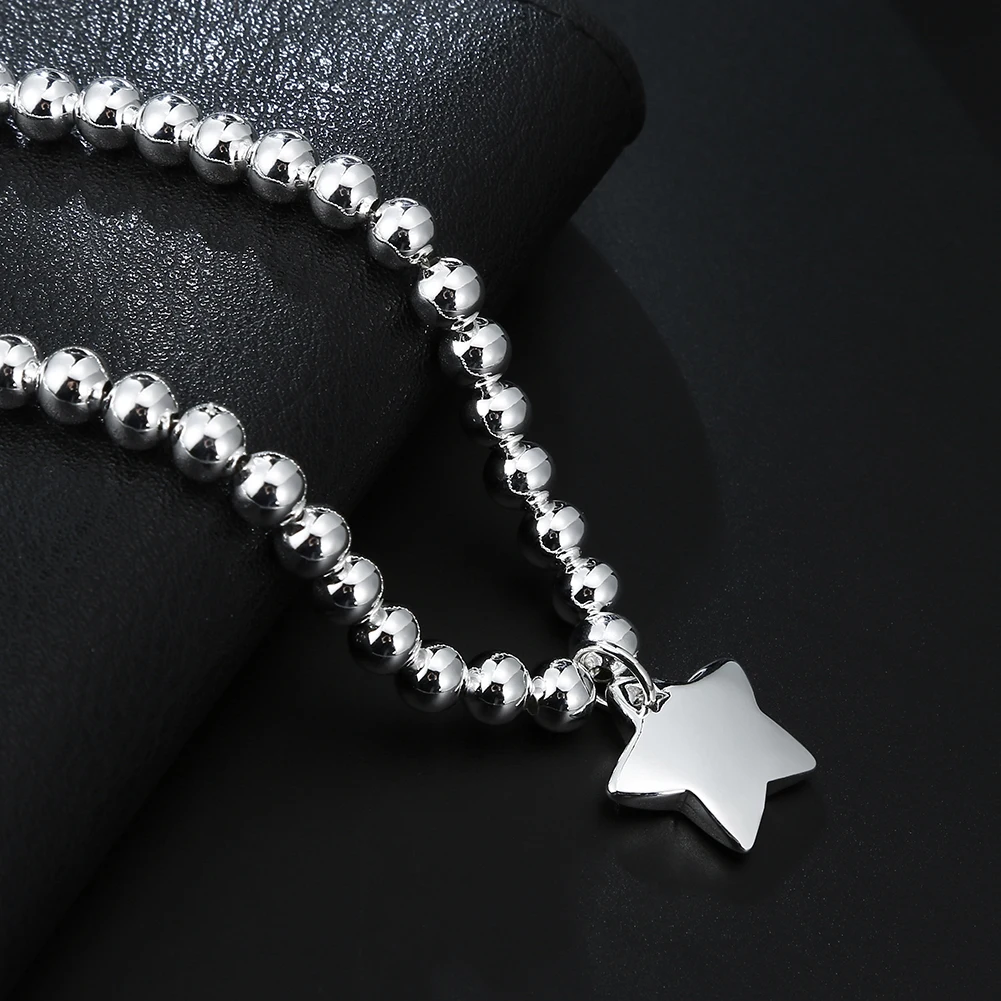 New Popular brands 925 sterling silver fine 4MM Beads Chain Star Pendant Bracelets for women Fashion party Wedding Jewelry gifts
New Popular brands 925 sterling silver fine 4MM Beads Chain Star Pendant Bracelets for women Fashion party Wedding Jewelry gifts