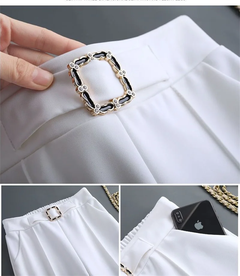 Spring Summer Straight Trousers Women Casual Pants Streetwear Elastic Waist Wide-leg Pants Comfy White Black Suit Pants 2 Length 23 Sc62f6bae259f44188cf08592e79a0c3ep