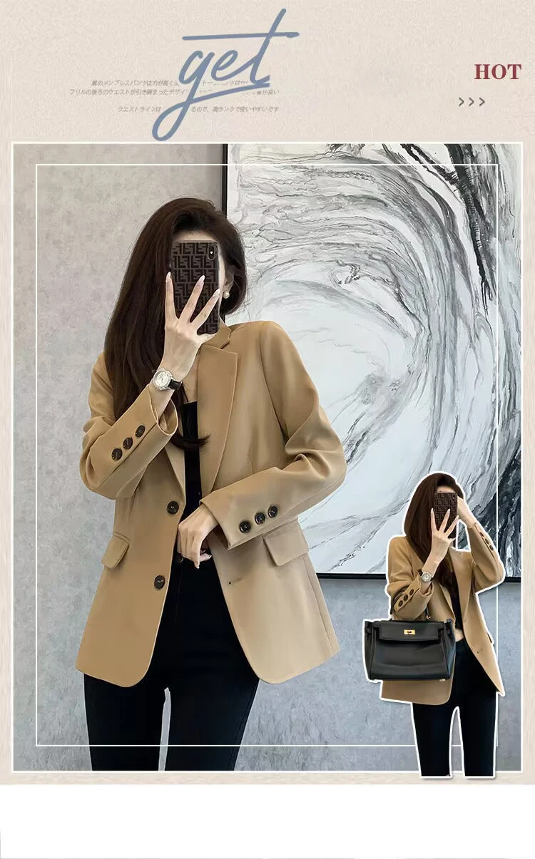 Women Blazer Casual Jacket Multi-Color Pocket All-Match Long Sleeved OL Autumn Winter Elegant Office Lady Coat Loose Solid Thin Women Blazer Casual Jacket Multi-Color Pocket All-Match Long Sleeved OL Autumn Winter Elegant Office Lady Coat Loose Solid Thin