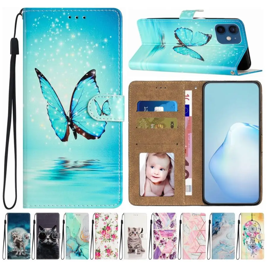 

Fashion Wolf Cat Marble Painted Case For Samsung Galaxy S7 S6 Edge S23 S22 S21 S20 FE Ultra S10 S9 S8 Plus Cover Skin DP18D