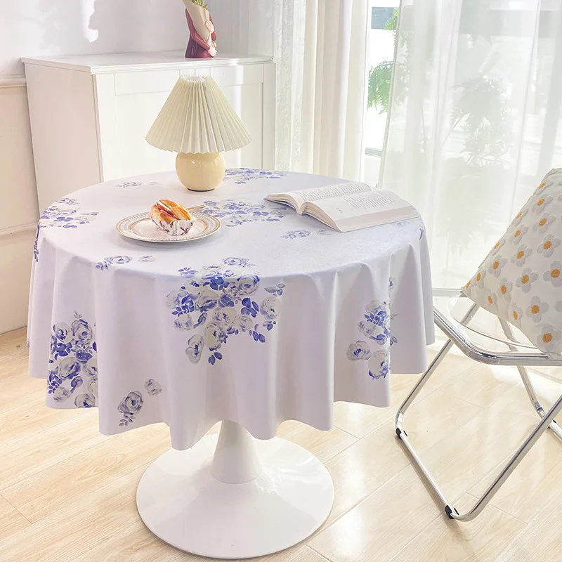 

D86 retro tablecloth waterproof and oil-proof no-wash pvc tablecloth round small round table ins style internet celebrity tab