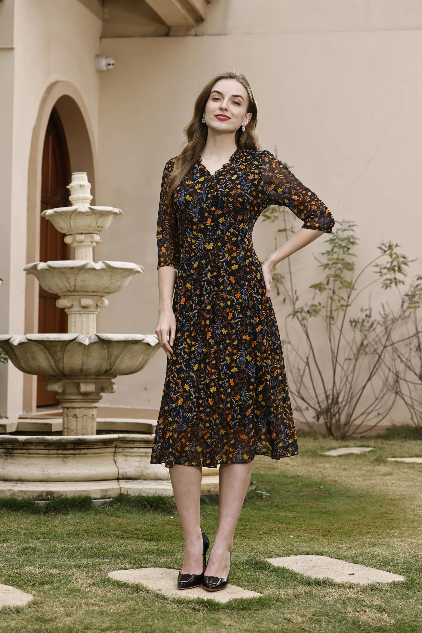 Ximphony Autumn Women's Clothing Evening Dress Sweetheart Neck Print Three Quarter Sleeves Casual Pretty Long Dresses for Women
Ximphony Autumn Women's Clothing Evening Dress Sweetheart Neck Print Three Quarter Sleeves Casual Pretty Long Dresses for Women