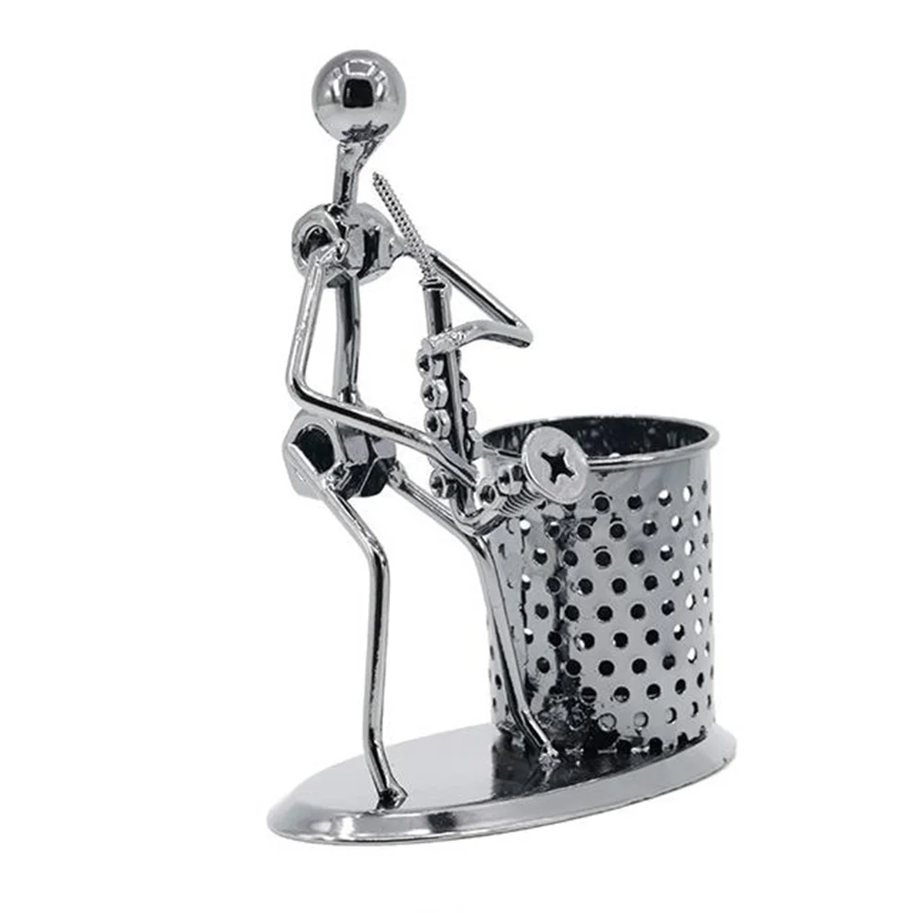 Metal Art Saxophone Man Pen Holder for Desk Organization and Home Office Decoration
Metal Art Saxophone Man Pen Holder for Desk Organization and Home Office Decoration