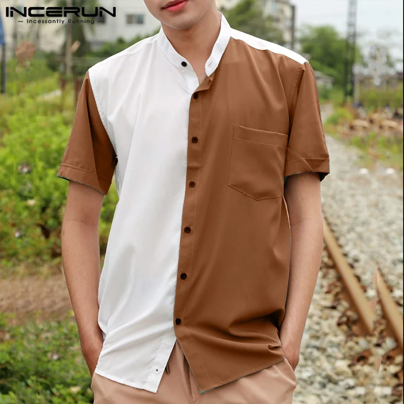 Fashion Casual Style Tops INCERUN Men 2-color Contrasting S-5XL Male Short Sleeve Shirts Stitching Color Button-up Summer Blouse
Fashion Casual Style Tops INCERUN Men 2-color Contrasting S-5XL Male Short Sleeve Shirts Stitching Color Button-up Summer Blouse