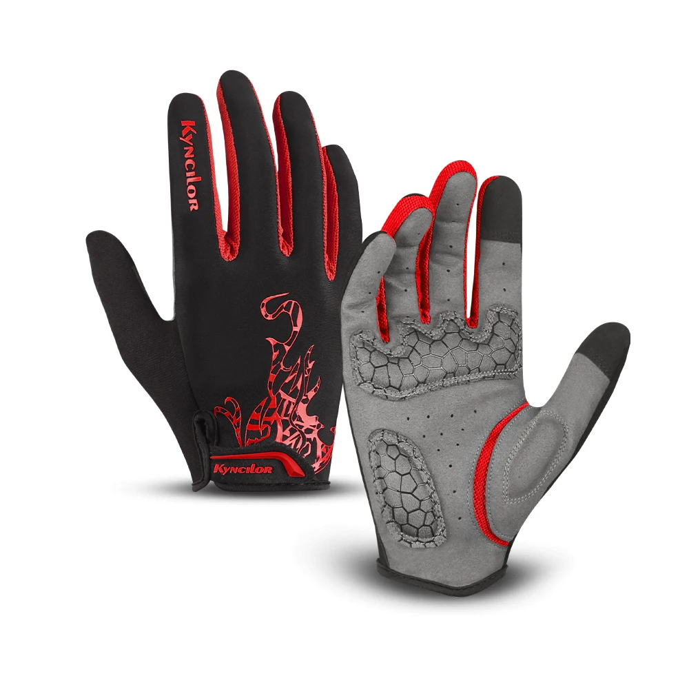 

Outdoor Cycling Gloves Red Sports Bicycle Gloves Anti Slip Touchscreen Shockproof Motorcycle Gloves Men Bike Gloves