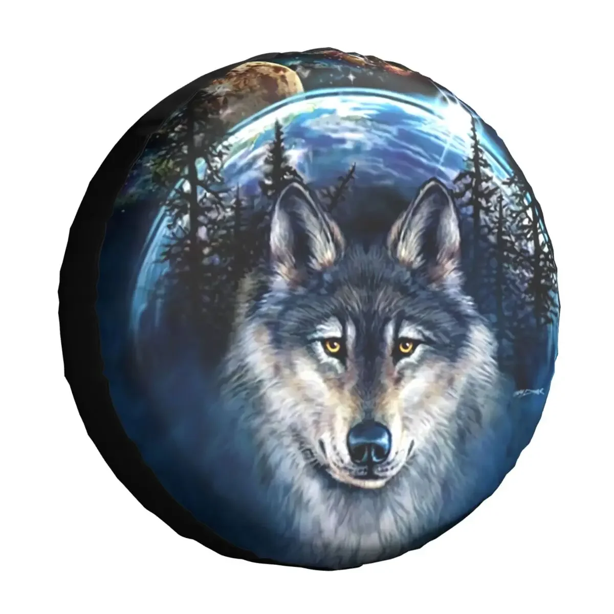 

Custom Wolf Spare Tire Cover for Animal 4x4 Trailer Car Wheel Protectors 14" 15" 16" 17" Inch