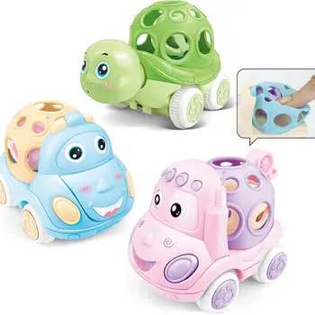 Scooter Infantil de 4 Rodas: A Maneira Perfeita de Promover o Equilíbrio e a Coordenação Motoras 13 1Pcs Inertia Cartoon Car Children's Toy Car Toys For Infant Soft Rubber Push And Go Toy Toddler Rattle Roll Mini Car Toys
