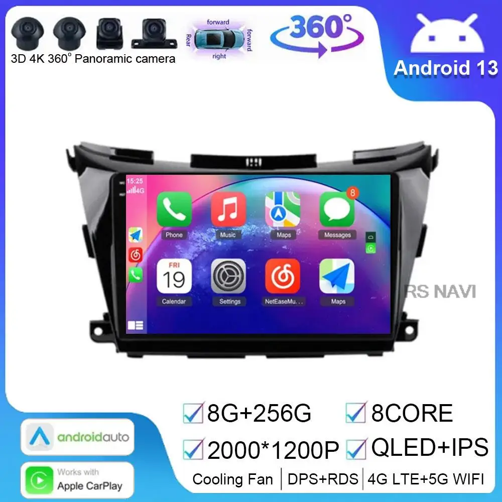 

Android 13 Auto Radio For Nissan Murano Z52 2015-2020 Multimedia Navigation Car Player GPS Stereo DVD NO 2DIN Carplay Screen HDR