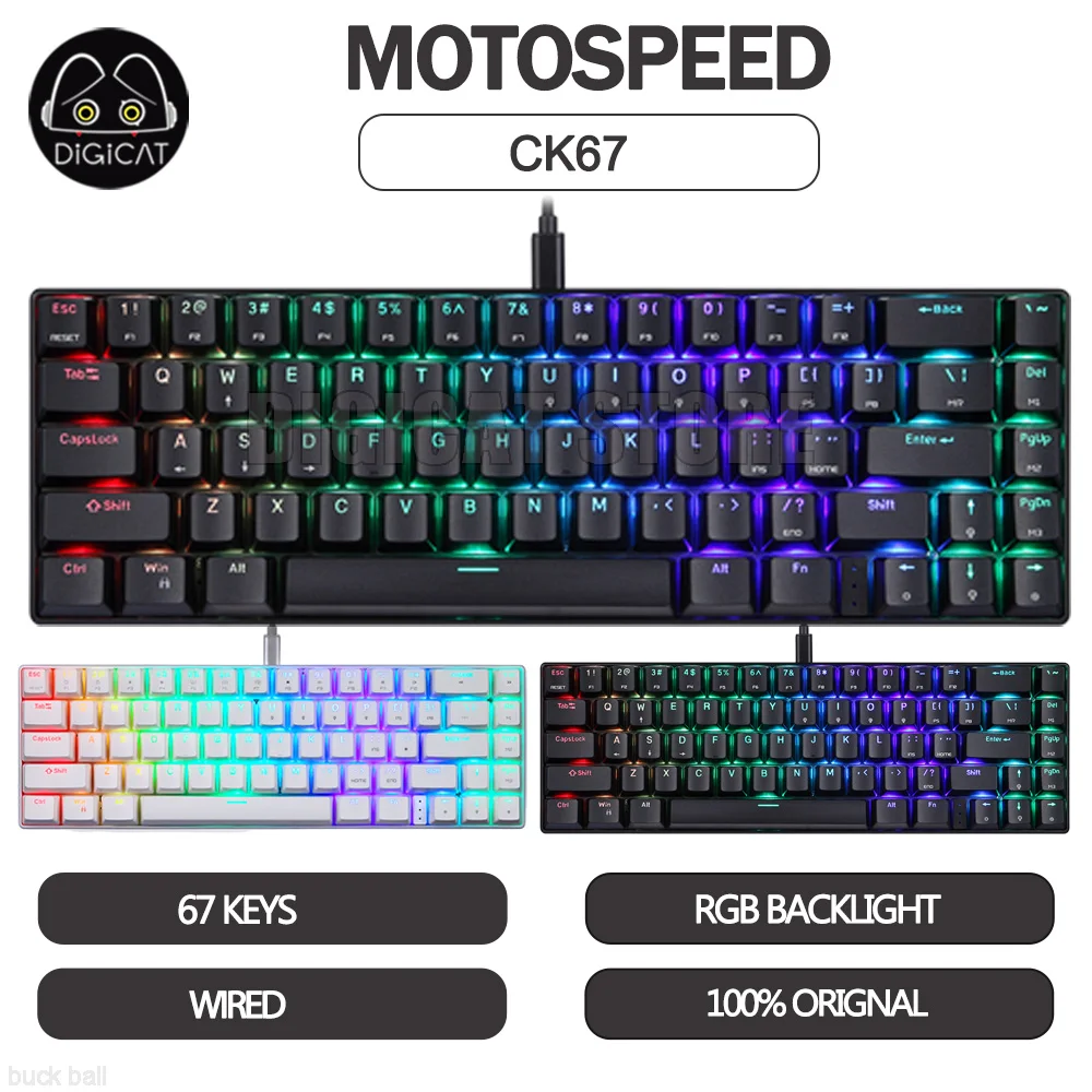 

Motospeed CK67 Mechanical Gamer Keyboard 67 Keys Wired Keyboard RGB Backlit ABS Keycaps Gaming Keyboard For Windows/Mac Gifts