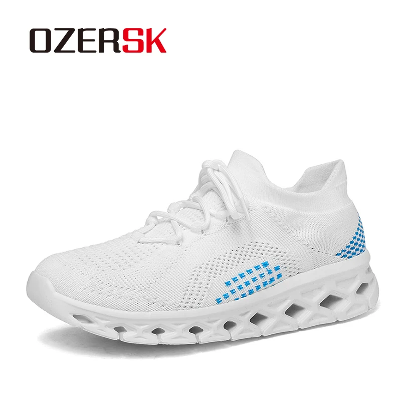 

OZERSK Fashion Socks Casual Shoes Brreathable Mesh Flying Weaving Sneakers Men Comfortable Soft Outsole Vulcanized Shoes