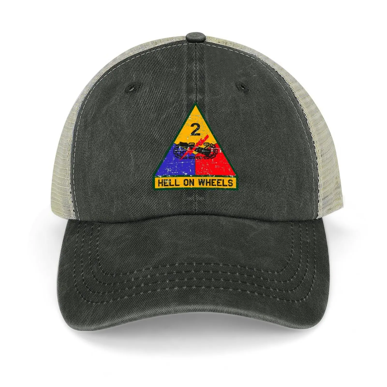 

US Army - The 2nd Armored Division, Hell on Wheels - Grunge Style Cowboy Hat sun hat Kids Hat Cosplay Women's Beach Visor Men's