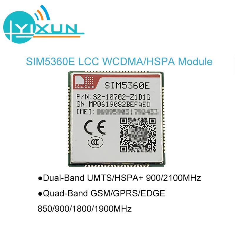 

SIMCOM SIM5360E Dual-Band WCDMA/HSDPA Quad-Band GSM/GPRS/EDGE Module SMT type 900/2100MHz 850/900/1800/1900MHz