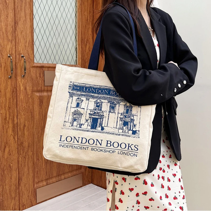 Women Canvas Shoulder Bag London Books Print Ladies Casual Handbag Tote Bag Reusable Large Capacity Cotton Shopping Beach Bag
Women Canvas Shoulder Bag London Books Print Ladies Casual Handbag Tote Bag Reusable Large Capacity Cotton Shopping Beach Bag