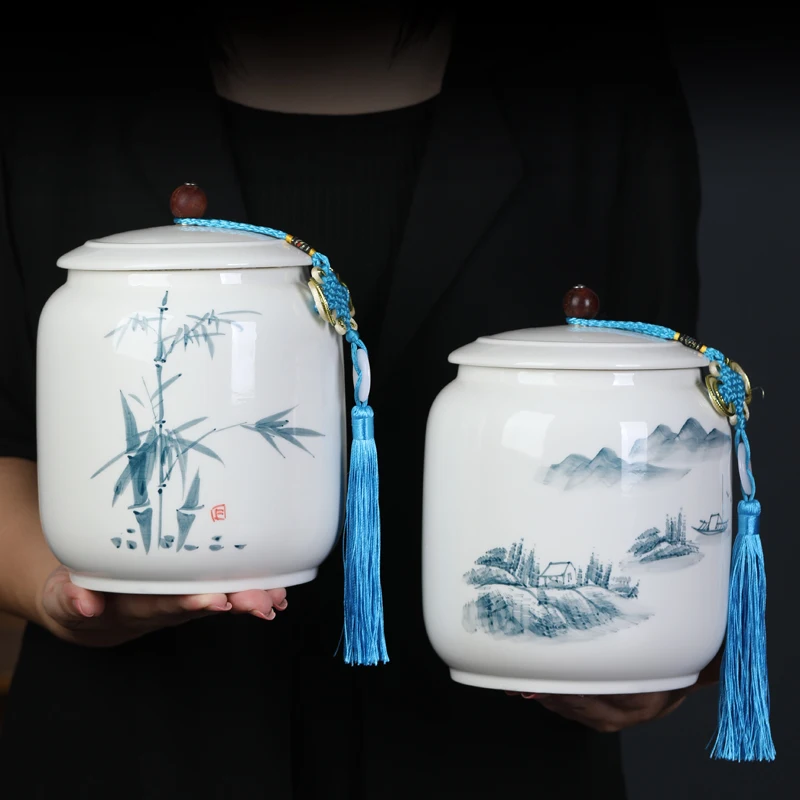 Hand-painted Ceramic Tea Pot Sealed Pot Large Moisture-proof Green Tea Black Tea Tieguanyin Pu'er Storage Tea Pot Household Pot
Hand-painted Ceramic Tea Pot Sealed Pot Large Moisture-proof Green Tea Black Tea Tieguanyin Pu'er Storage Tea Pot Household Pot