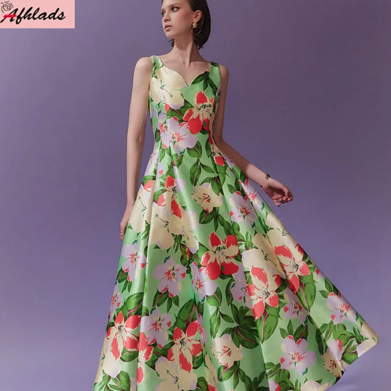 Summer New Fashion Floral Print A-Line Maxi Dress Sleeveless Spaghetti Strap Beach Holiday V-Neck Backless Women's Clothing
Summer New Fashion Floral Print A-Line Maxi Dress Sleeveless Spaghetti Strap Beach Holiday V-Neck Backless Women's Clothing