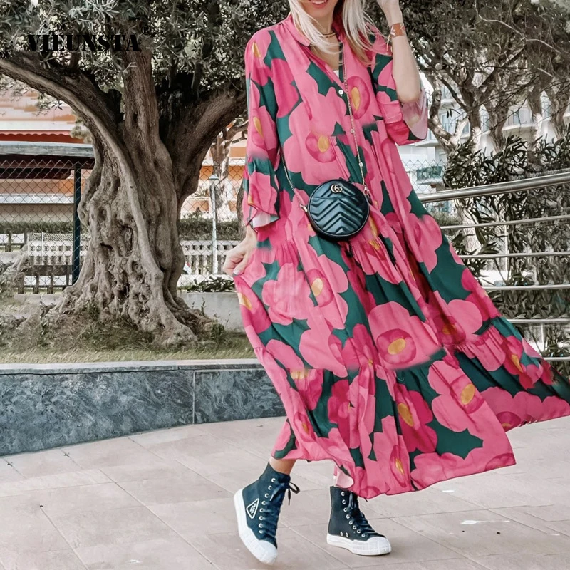 Bohemian Style Summer 2023 Flower Print Sexy V-neck Long Loose Dresses Fashion Casual Elegant Long Sleeve Swing Dresses Women‘s
Bohemian Style Summer 2023 Flower Print Sexy V-neck Long Loose Dresses Fashion Casual Elegant Long Sleeve Swing Dresses Women‘s