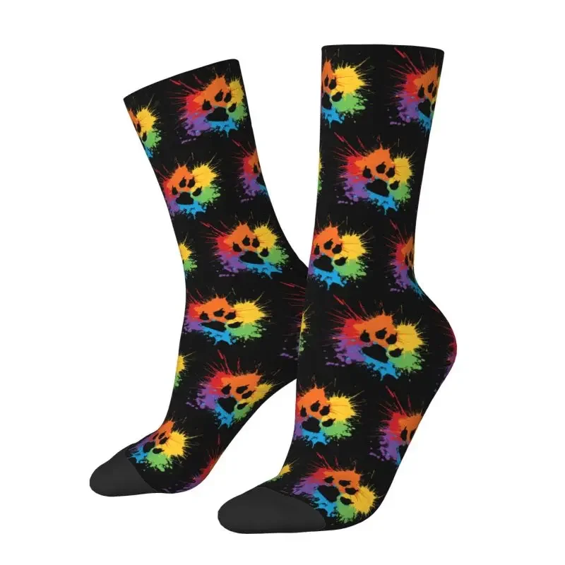 

Gay Bear Paw pride men women crew socks unisex fun 3D print GLBT LGBT rainbow Pride dress socks