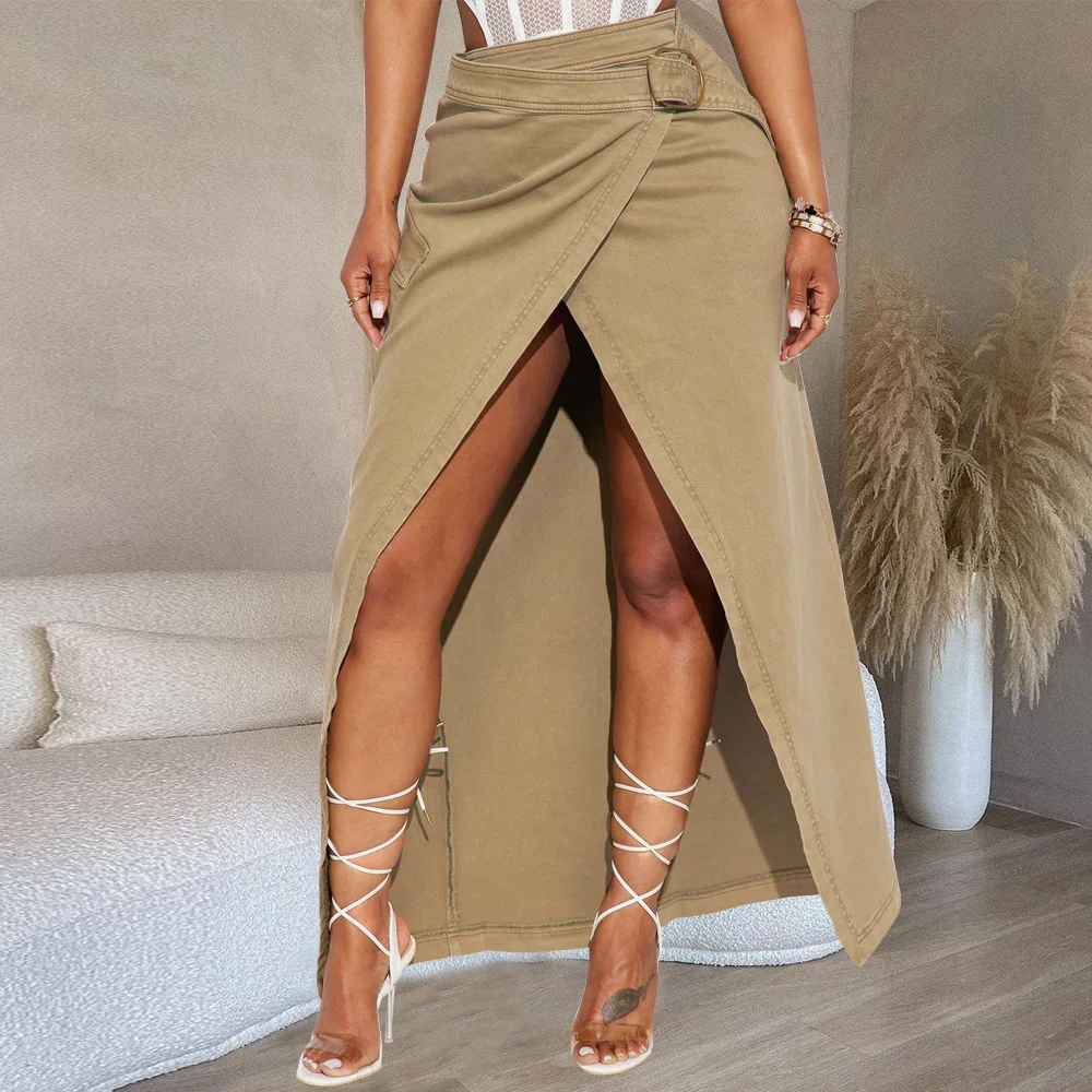 Autumn New Lace Up Split Pocket Skirt for Women Khaki
Autumn New Lace Up Split Pocket Skirt for Women Khaki