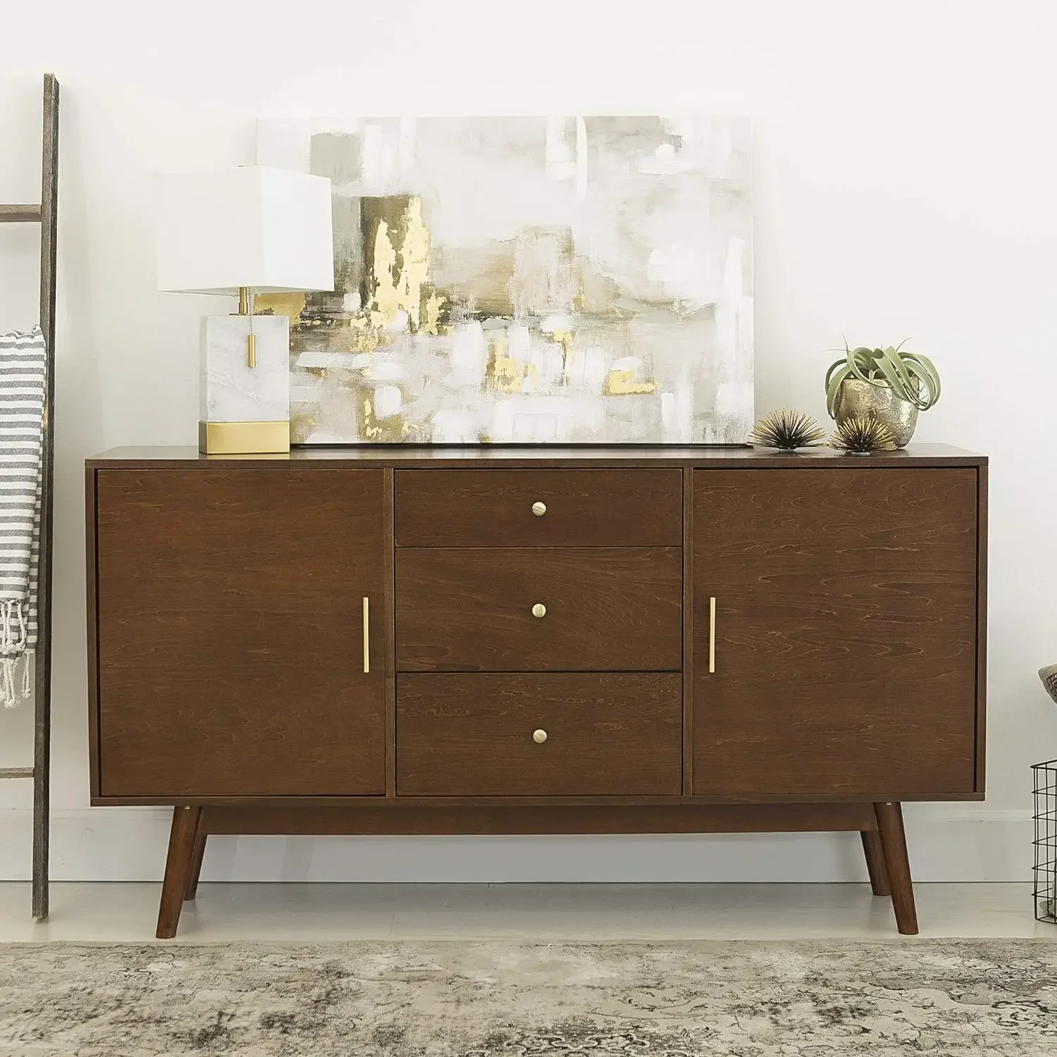 Mid Century Modern-TV Stand Console with 3 Drawers and Closed Cabinet Storage, 60", Walnut
Mid Century Modern-TV Stand Console with 3 Drawers and Closed Cabinet Storage, 60", Walnut