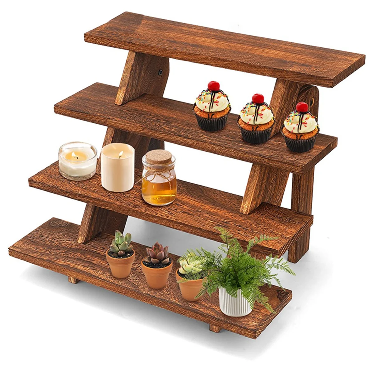 

Wooden Display Stand Wood Cupcake Stands Tool Free, Rustic Risers for Display Perfect Craft Shelves Table Display Stand