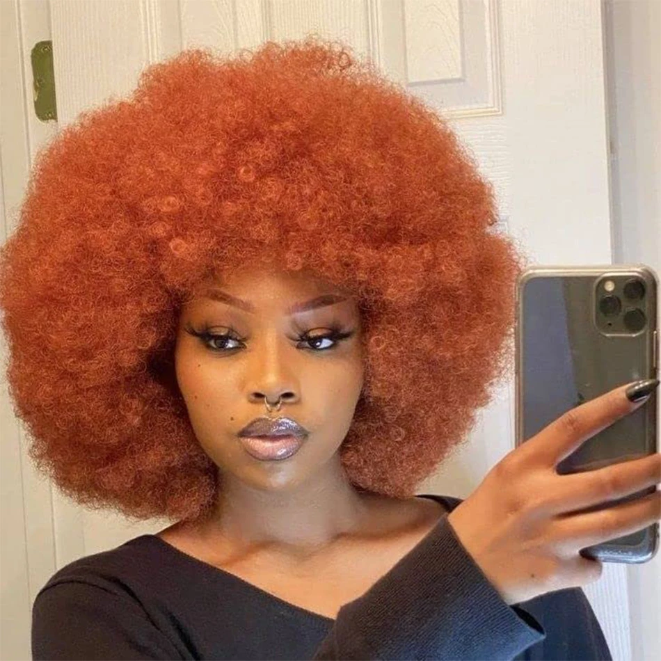 

Afro Wig Short Colored Afro Puff Wigs Costume Cosplay Party Fun Wigs Short Fluffy Natural Looking Heat Resistant Wig with bang