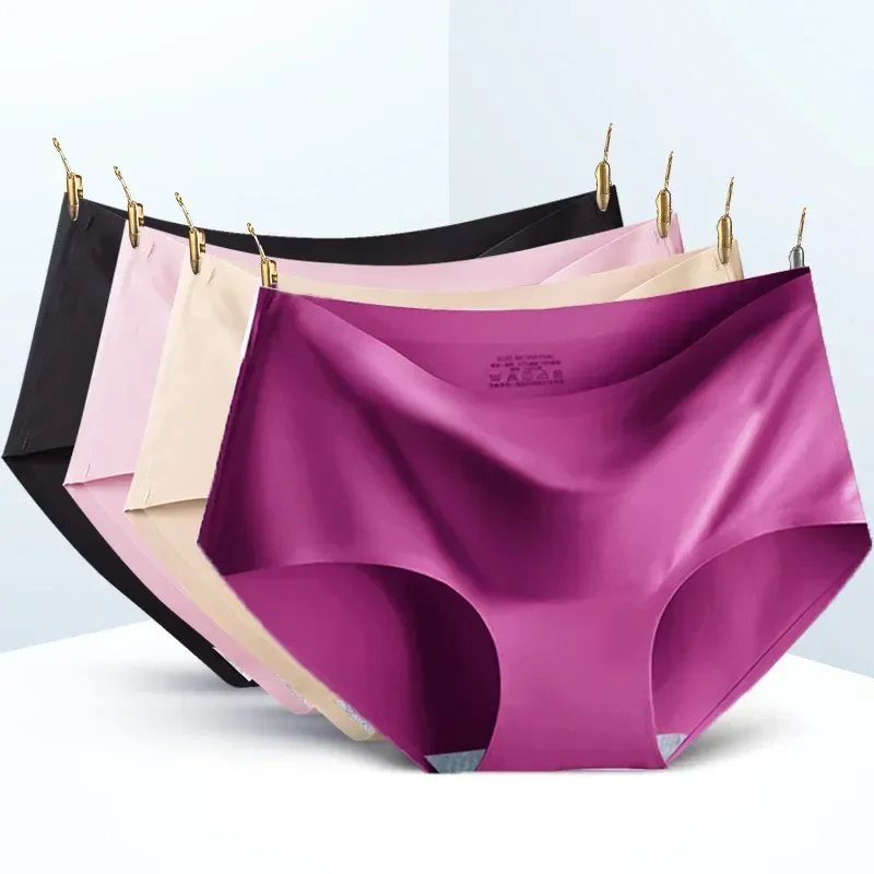 

Silk Panties Briefs We.fine Seamless Color Multiple Ice For Women Lingerie 3pcs/set Intimate Comfort XXL Options Size Mid-waist