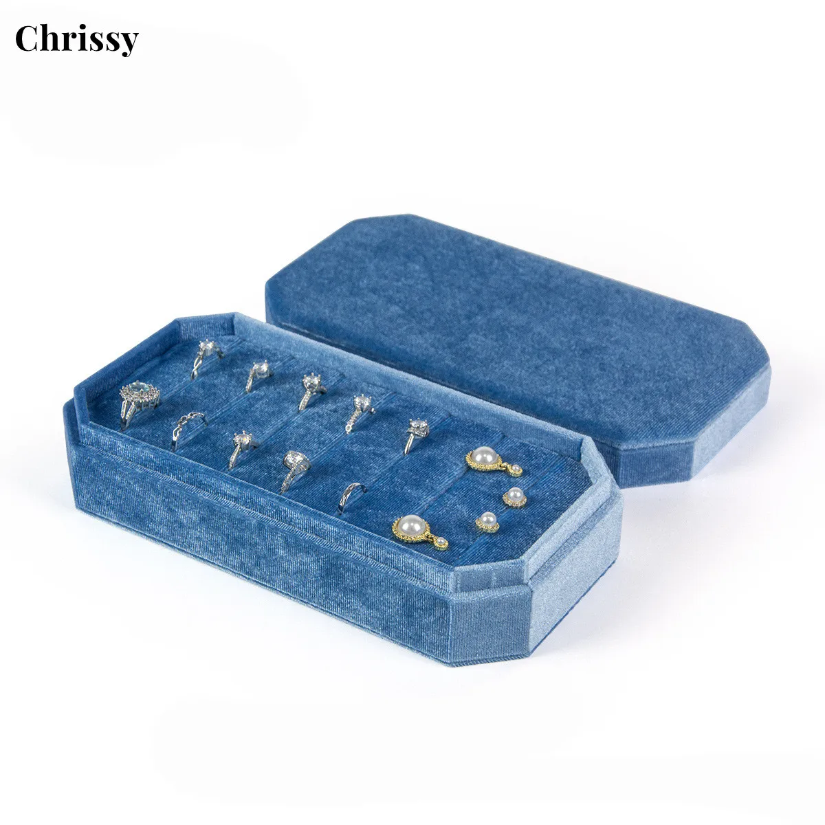 

Rings Holder with Lid Jewelry Storage Container Finger Rings Stand Rings Box Velvet for Dress Tables Cabinets Women Girls Drawer