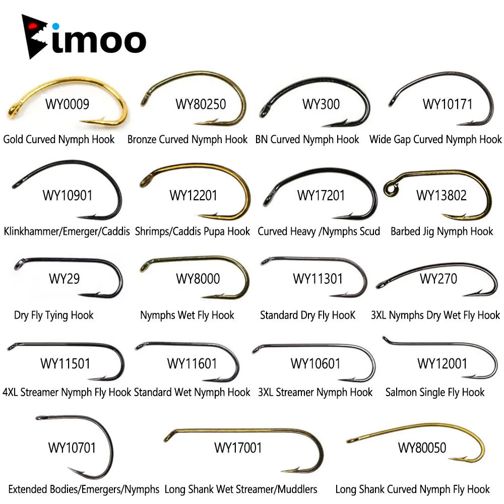 Bimoo 200pcs High Carbon Steel Barbed Fly Tying Hook for Tying Dry Wet Caddis Fly Nymph Streamer Emerger Pupa Trout Fishing Lure
Bimoo 200pcs High Carbon Steel Barbed Fly Tying Hook for Tying Dry Wet Caddis Fly Nymph Streamer Emerger Pupa Trout Fishing Lure