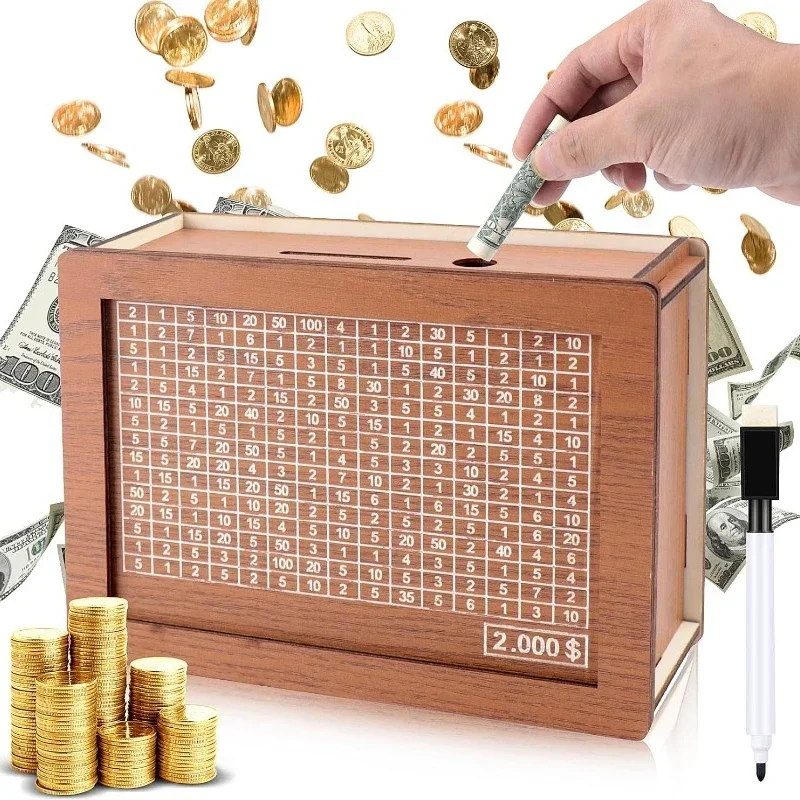 Piggy Bank with Money Target and Numbers, Wooden Cash Coin Bank Money Saving Box with Counter Great Birthday Gift for Girls Boys
Piggy Bank with Money Target and Numbers, Wooden Cash Coin Bank Money Saving Box with Counter Great Birthday Gift for Girls Boys
