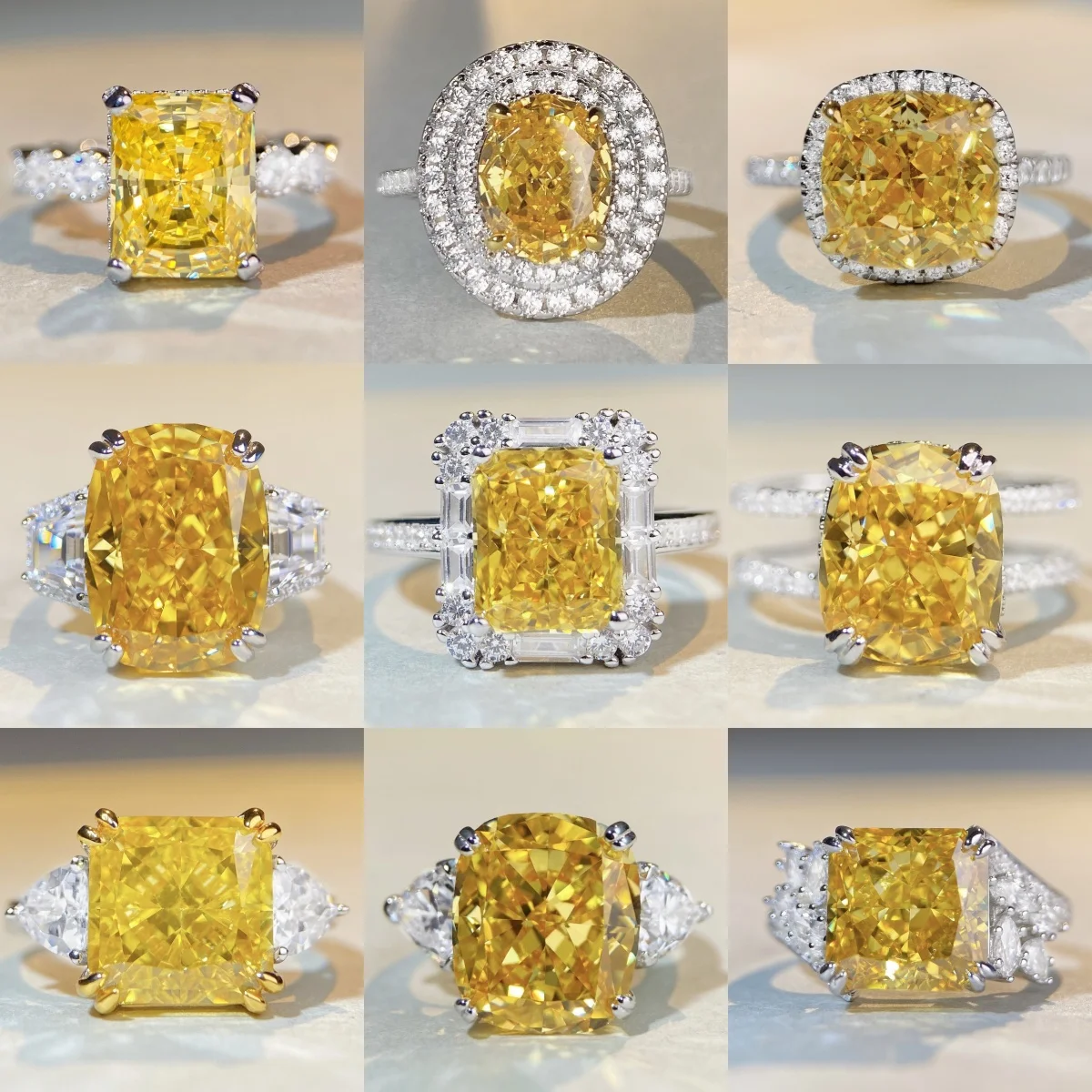 

Изысканное желтое кольцо с бриллиантами 3 карата относится к женскому, Серебро s925 пробы с покрытием из 18-каратного золота, модное Золотое кольцо.