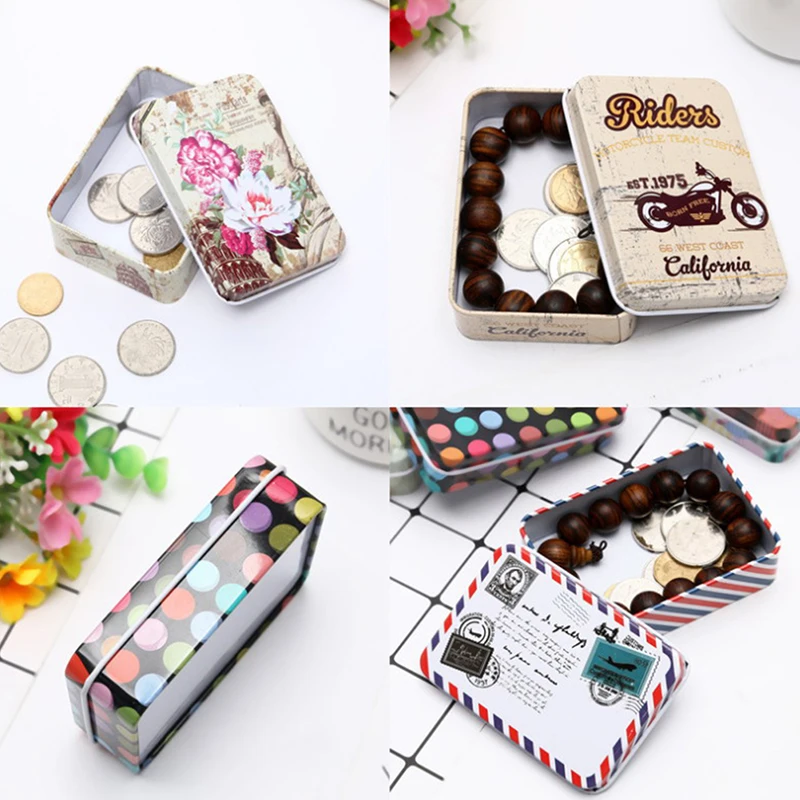 

Mini Tinplate Tin Box Metal Empty Tins With Lid Portable Rectangular Small Storage Container Candy Pill Cases For Home Organizer