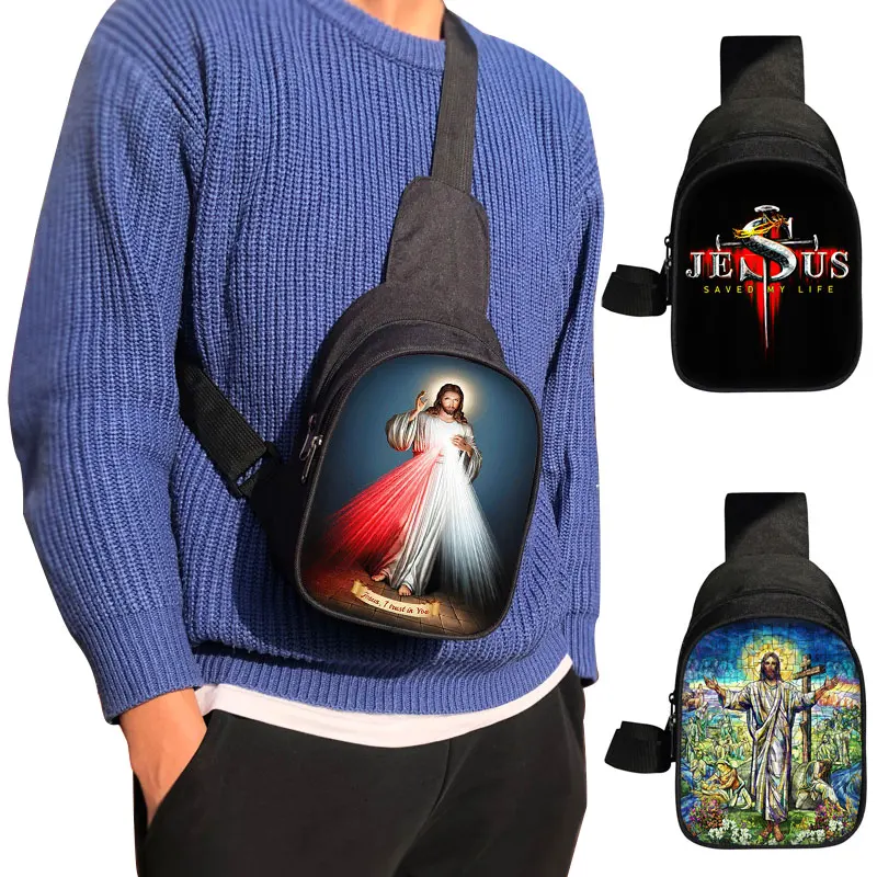 

Jesus Save My Life Print Chest Bag Religion Faith Crossbody Bags for Christianity God Believers Shoulder Bag Phone Purse Holder