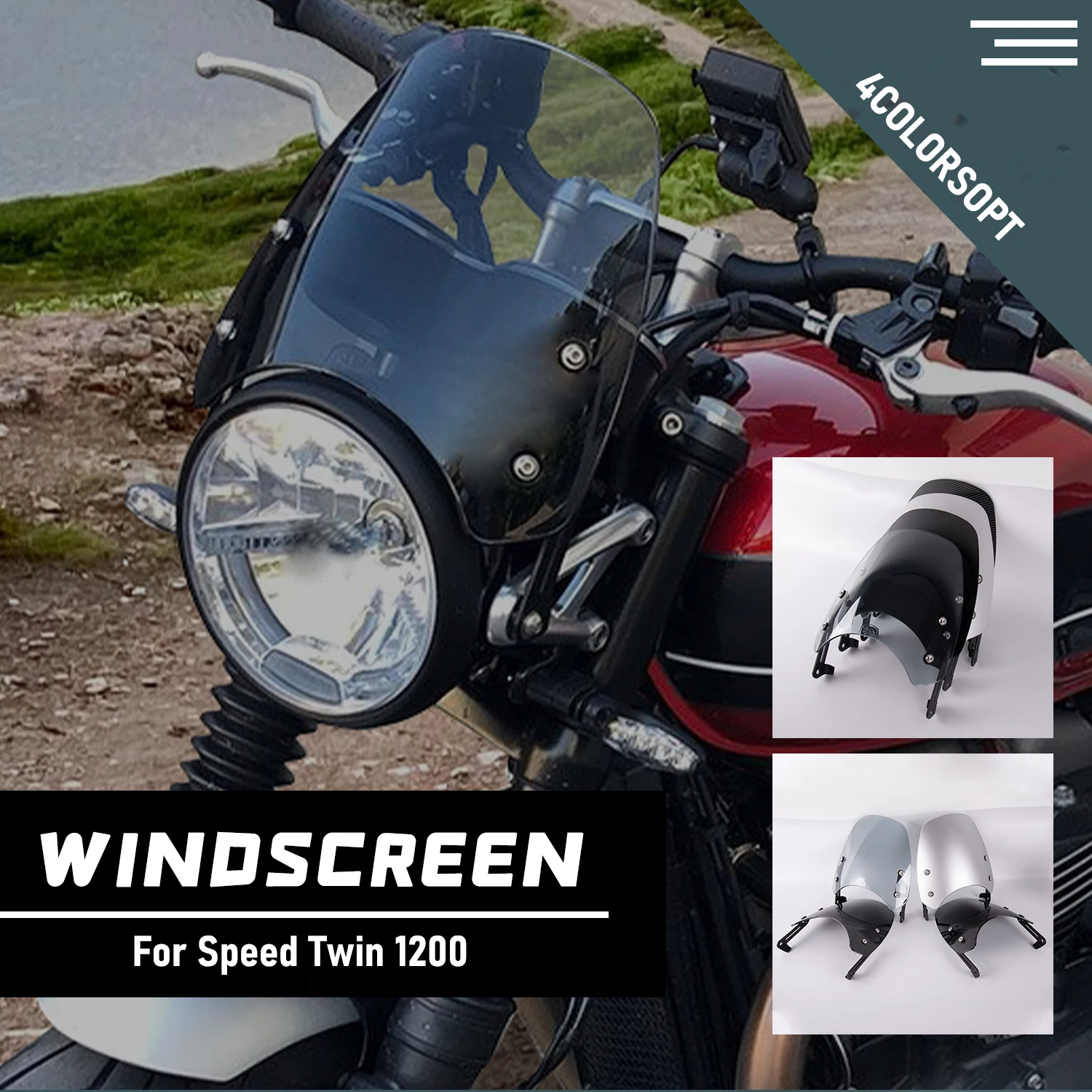 

Motorcycle Windscreen Windshield Wind Shield Airflow Deflector Visor With Brackets For Triumph Speed Street Twin 1200 2019 2020