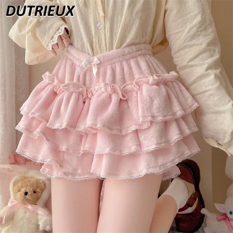 

Lolita Pumpkin Short Pants Women's Autumn Winter JK Velvet Padded Leggings New Pink Anti-Exposure Cake Bottoming Shorts