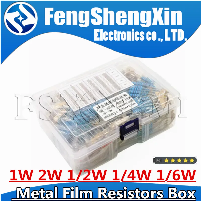 

130Values 1W 2W 1/2W 1/4W 1/6W 0.25W 1% Metal Film Resistors Assorted Pack Kit Set Resistors Assortment Kits Fixed resistor