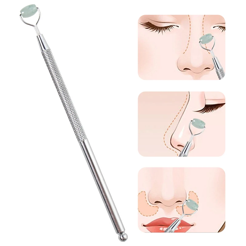

Natural Jade Roller Nose Bridge Lifter Eye Massage Anti Wrinkle Scraper Beauty Stick