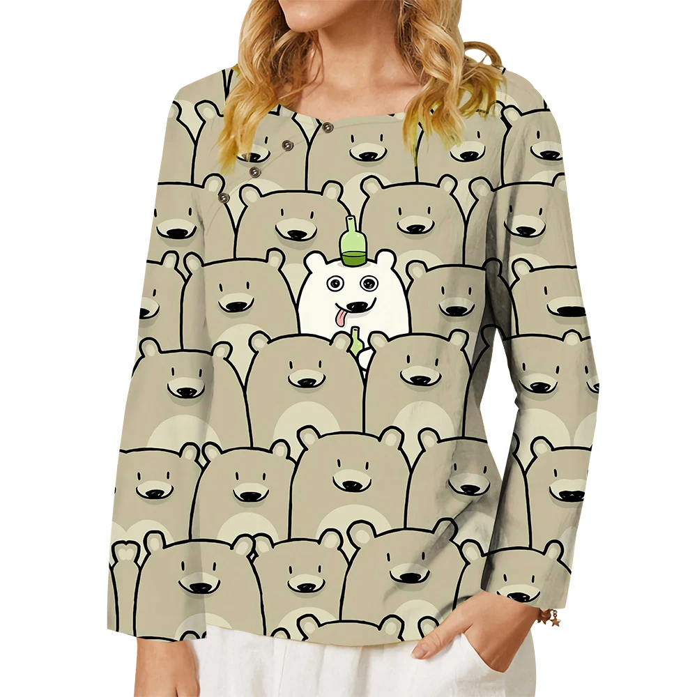 CLOOCL Shirts for Women Lovely Cartoon Bear Pattern Printed Tee Long Sleeve Blouse Fashion Casual Spring Autumn Female Tops
CLOOCL Shirts for Women Lovely Cartoon Bear Pattern Printed Tee Long Sleeve Blouse Fashion Casual Spring Autumn Female Tops