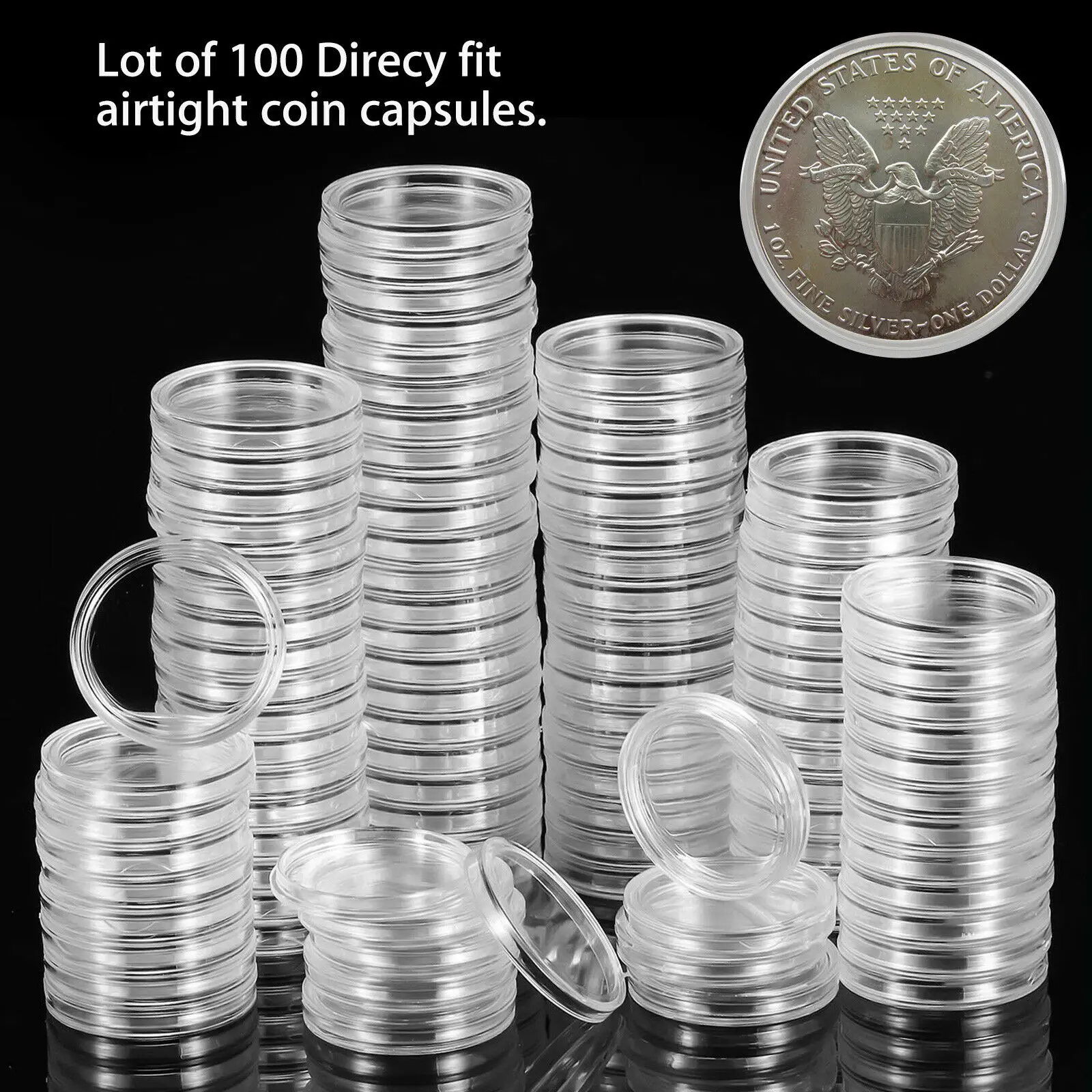 100cs 24mm Clear Round Plastic Coin Holder Capsule Container Storage Box Container Refillable Storage Jars Portable Boxes
100cs 24mm Clear Round Plastic Coin Holder Capsule Container Storage Box Container Refillable Storage Jars Portable Boxes 