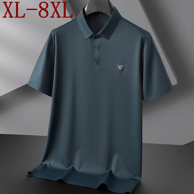 

8XL 7XL 6XL 2024 New Summer Top Grade Business Casual Shirts For Men Tops Short Sleeve Lapel Mens Polo Shirt Loose Polos Homme