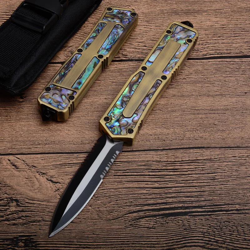 Micro OTF Tech Knife SC Series 440c Blade 57HRC Hardness Aviation Aluminum Alloy Abalone Shell Handle Self Defense Pocket Knife
Micro OTF Tech Knife SC Series 440c Blade 57HRC Hardness Aviation Aluminum Alloy Abalone Shell Handle Self Defense Pocket Knife