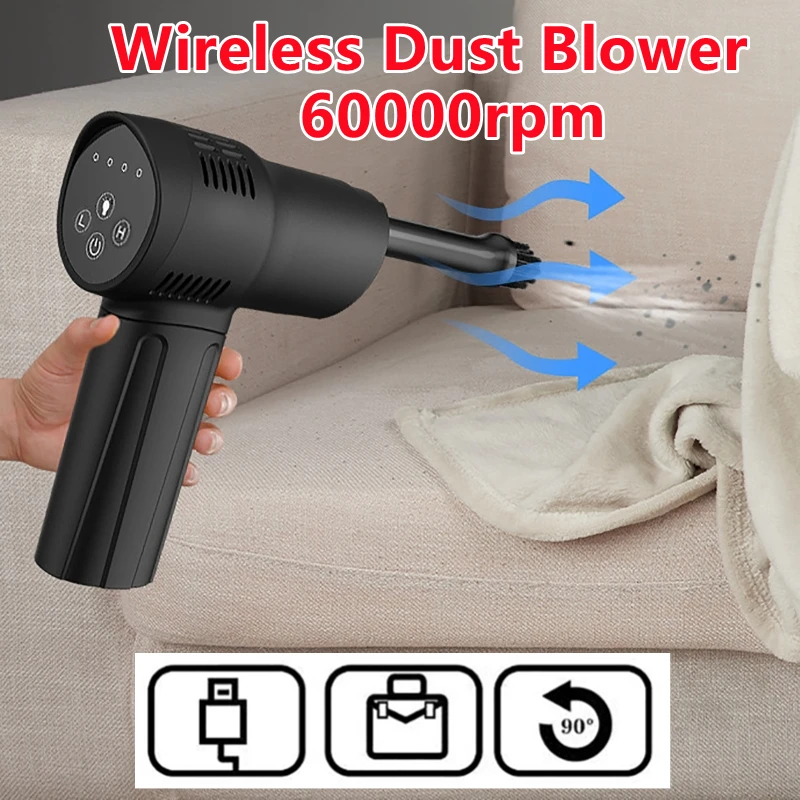 60000RPM Wireless Air Duster Adjustable Cordless Air Blower Compressed Dust Blowing Gun Handheld Keyboard PC Camera Cleaner
60000RPM Wireless Air Duster Adjustable Cordless Air Blower Compressed Dust Blowing Gun Handheld Keyboard PC Camera Cleaner