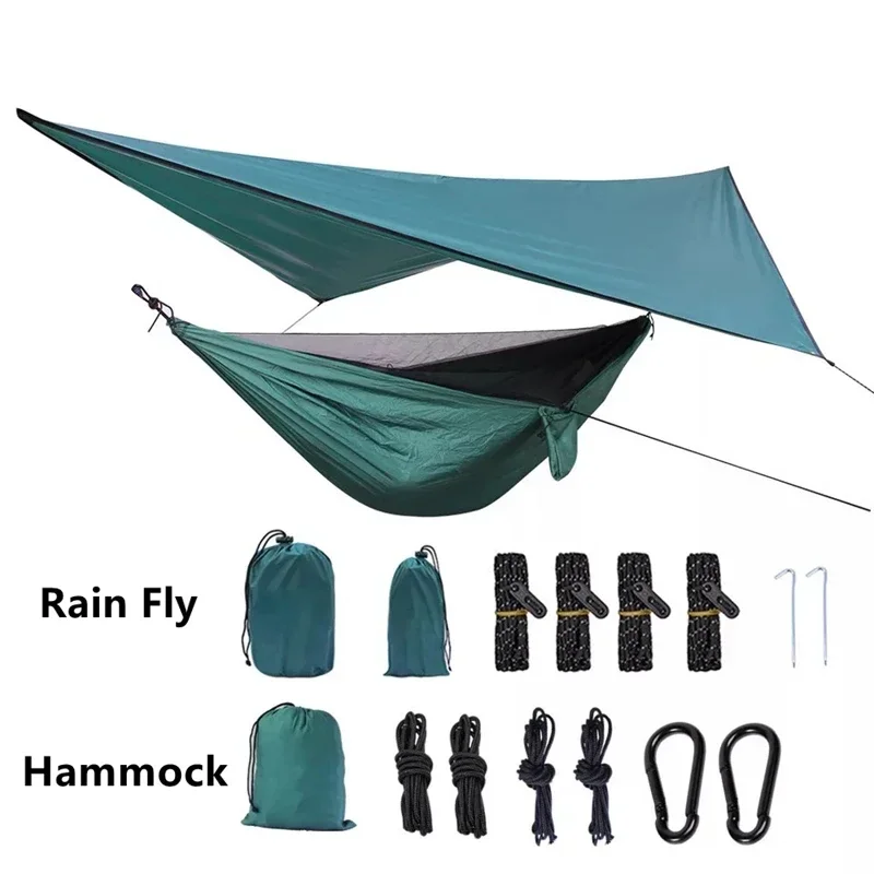 Waterproof Hammock Tarp Rain Fly with Mosquito Net High Strength Parachute Fabric Hanging Bed Hunting Sleeping Swing 
Waterproof Hammock Tarp Rain Fly with Mosquito Net High Strength Parachute Fabric Hanging Bed Hunting Sleeping Swing