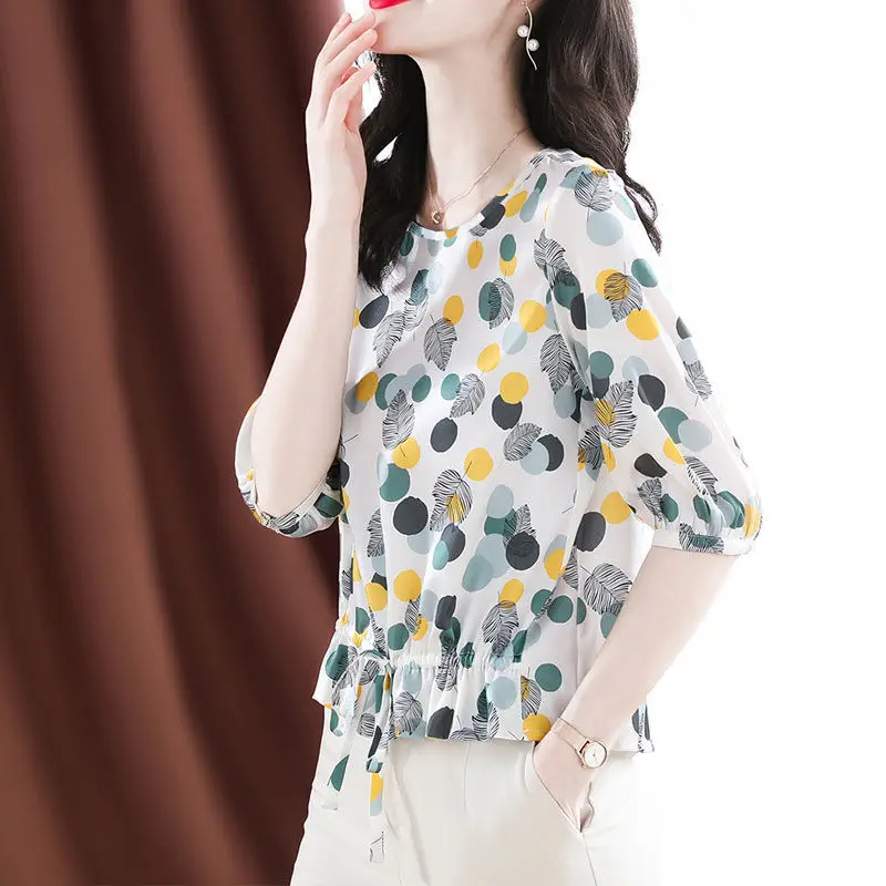 Vintage Printed Polka Dot Drawstring Bow Oversized Shirring 2022 Summer Casual Tops Loose Elegant Women Clothing Commute Shirt
Vintage Printed Polka Dot Drawstring Bow Oversized Shirring 2022 Summer Casual Tops Loose Elegant Women Clothing Commute Shirt