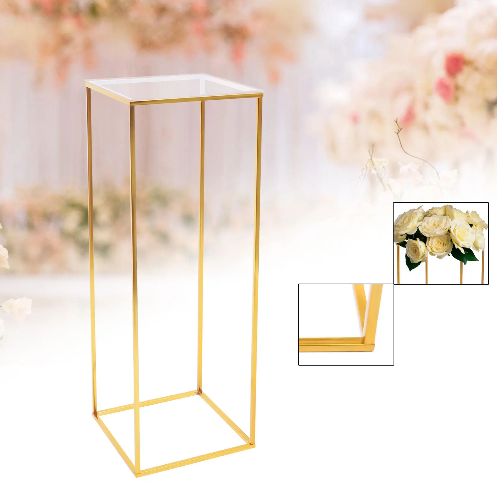 

60/80CM Wedding Backdrop Column Pedestal Display Holder Rack Pillar Stand 1Pc Elegant Metal Flower Stand Gold